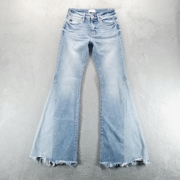 KanCan Denim - KanCan Jeans Womens 26 Blue Sharkbite Hem Flare Mid Rise Stretch